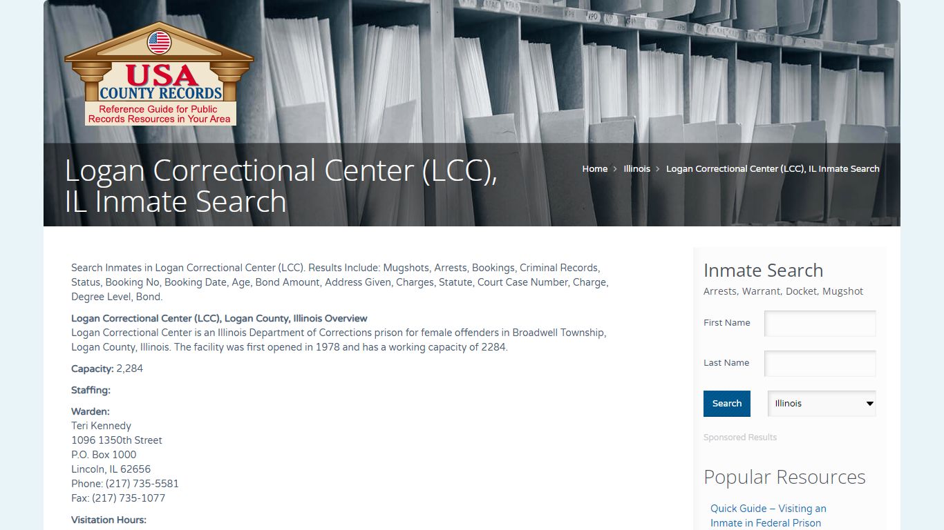 Logan Correctional Center (LCC), IL Inmate Search | Name ...